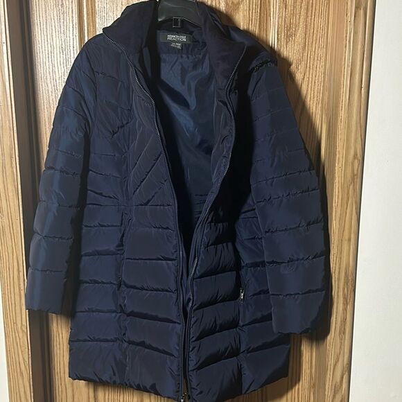 NWOT Women’s Kenneth Cole Reaction XXL navy long down feather coat - Picture 10 of 11